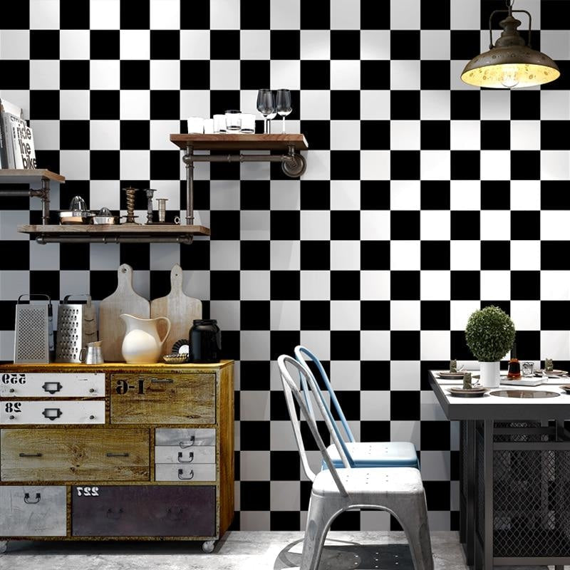 Geometric Mural Wallpaper | Black and White Checkered Pattern