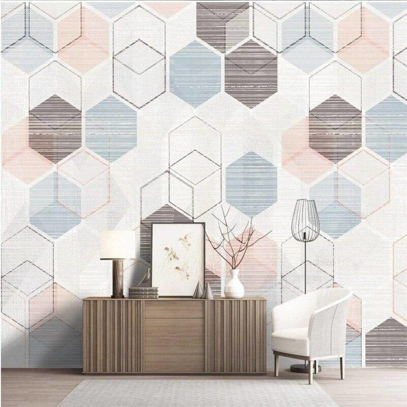 Geometric Mural Wallpaper | Pastel Hexagon Pattern