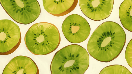 Kiwi Pattern Wallpaper design file showing detailed fruit slice pattern in watercolor style