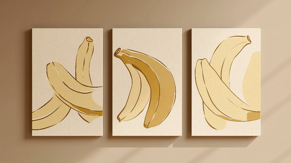 Golden banana design file showing the complete artistic pattern with metallic details