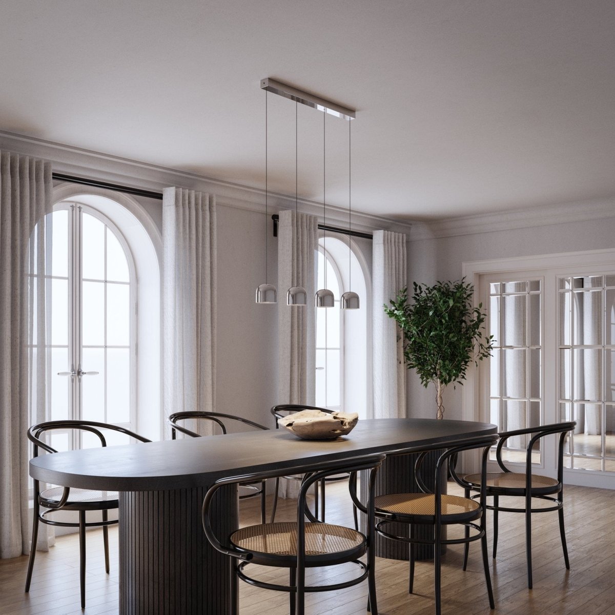 Modern LED Pendant Light Brushed Aluminum Linear Design - Detailed view