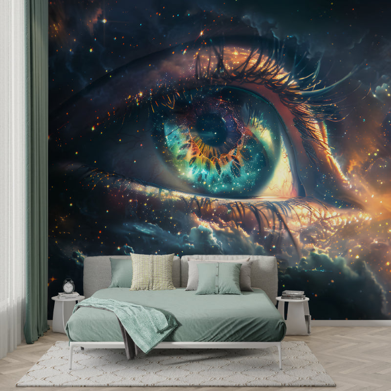 Cosmic Eye Wallpaper transforming a teen bedroom with stunning galaxy details
