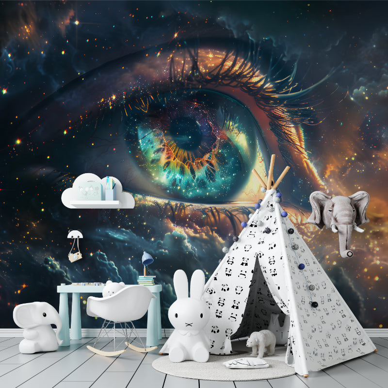 3D Space Wallpaper making a home office feel like a gateway to the cosmos