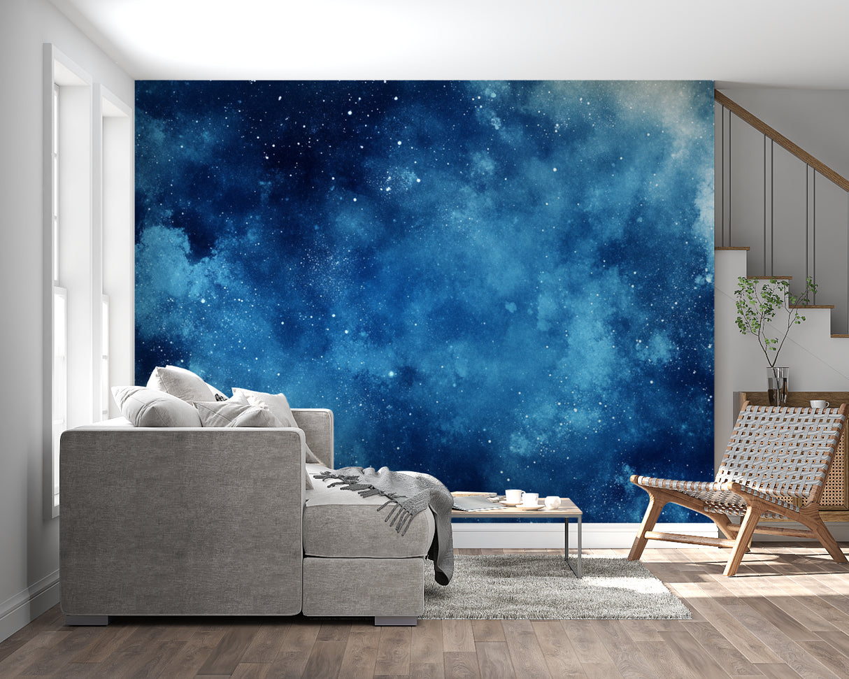 Space themed wallpaper making a reading nook feel cozy and enchanting
