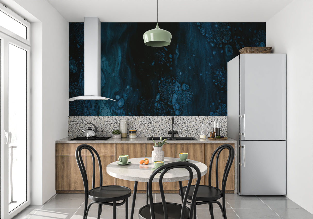 Abstract galaxy wall design in teen bedroom showing celestial patterns