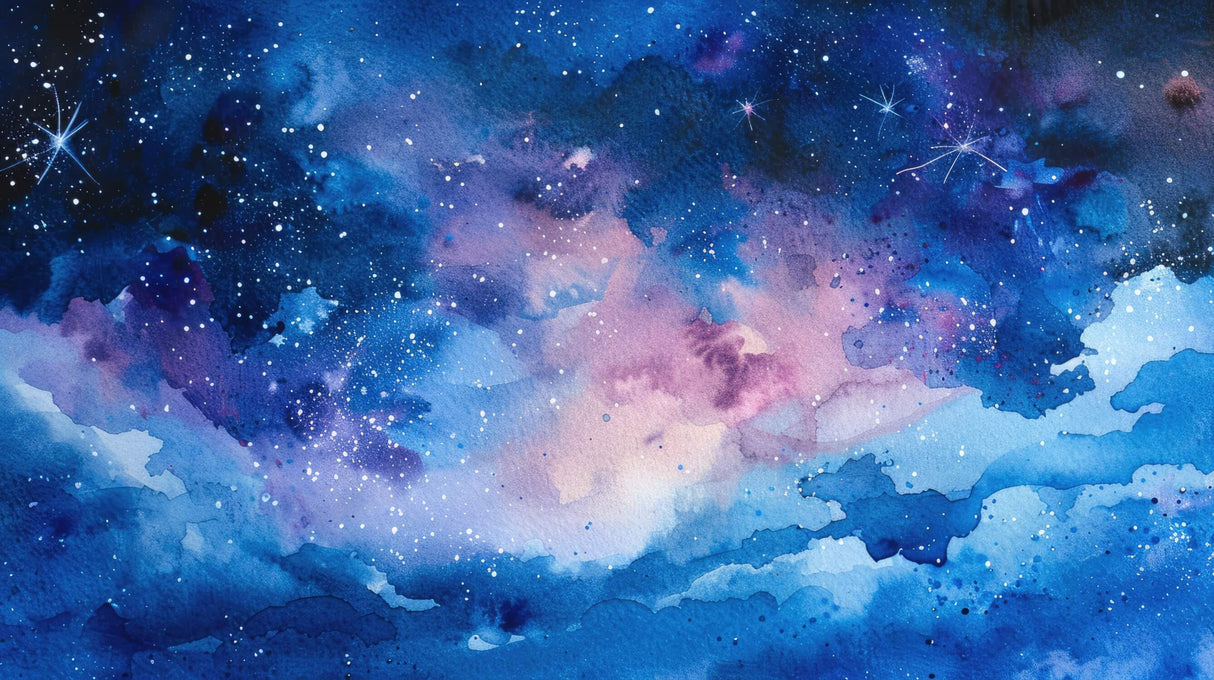 Galaxy wallpaper design file showing detailed watercolor night sky pattern with stars and nebulas