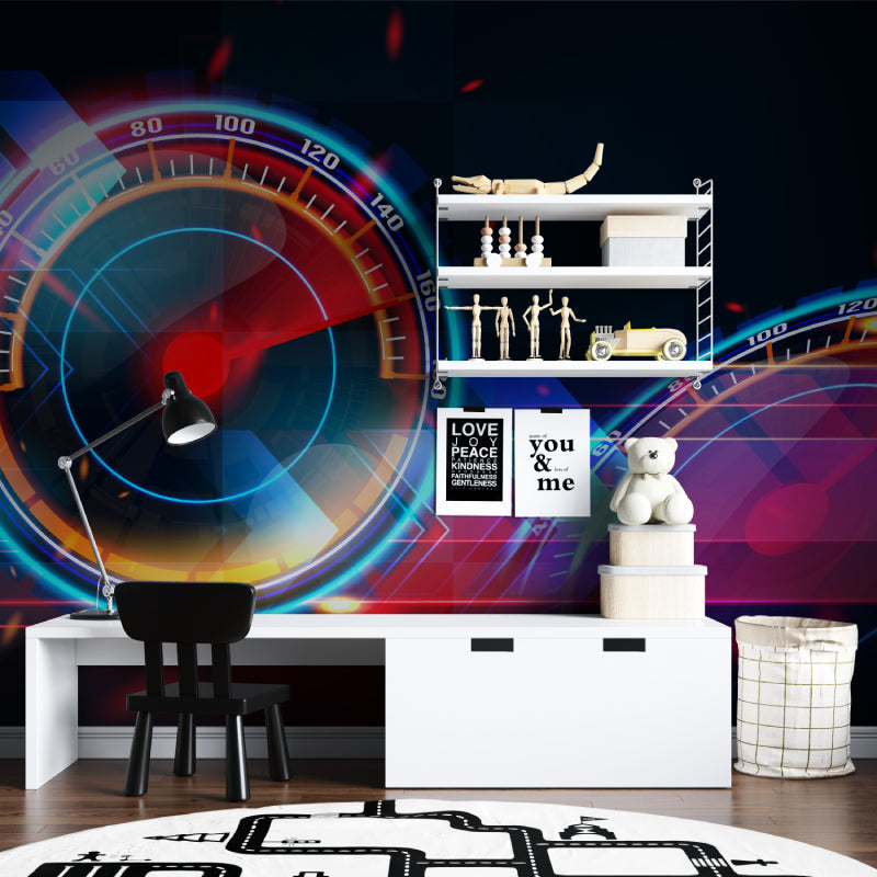 Esports room decorated with neon gaming wallpaper mural