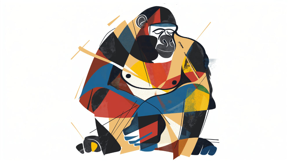 Geometric Animal wallpaper design file showing abstract gorilla pattern with vibrant colors