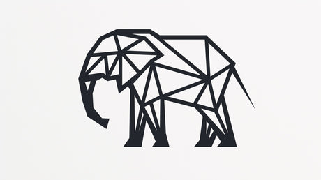 Geometric Elephant line art design file showing precise black angular pattern on white background