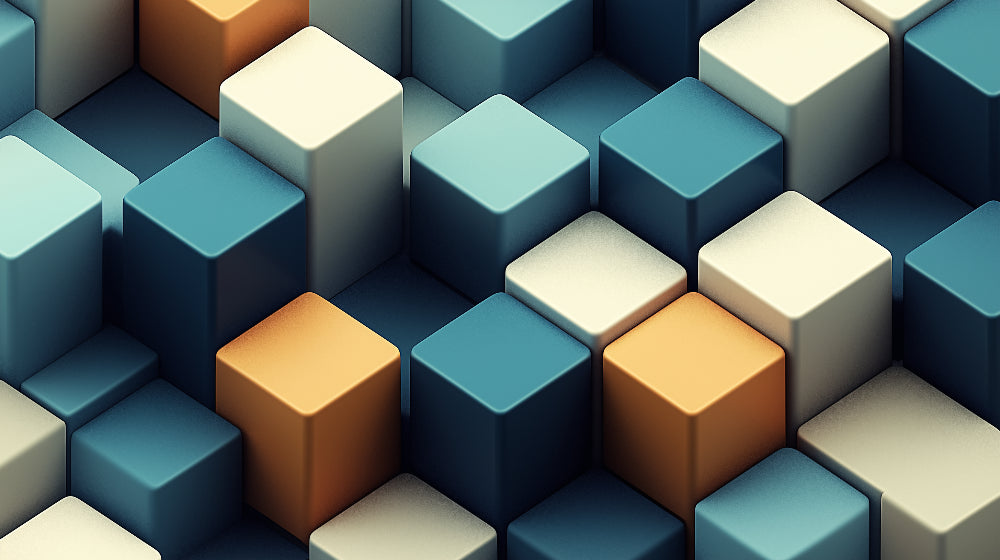 3D cube pattern design file showing detailed blue and orange geometric pattern