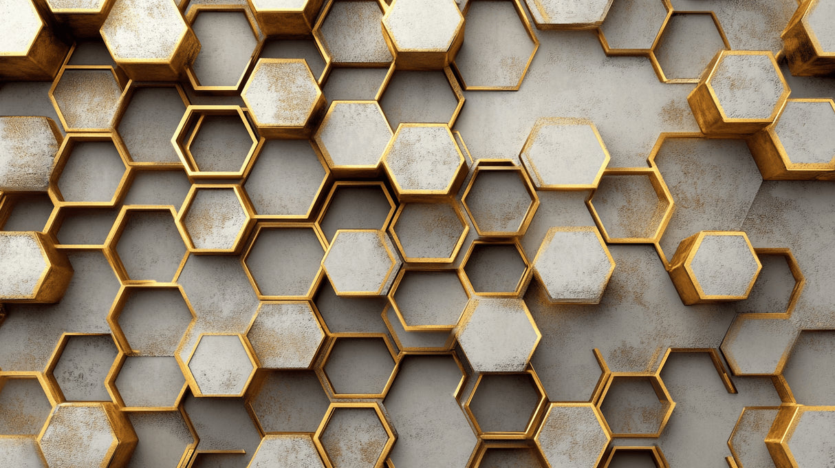 Geometric Honeycomb design file showing detailed gold and grey pattern
