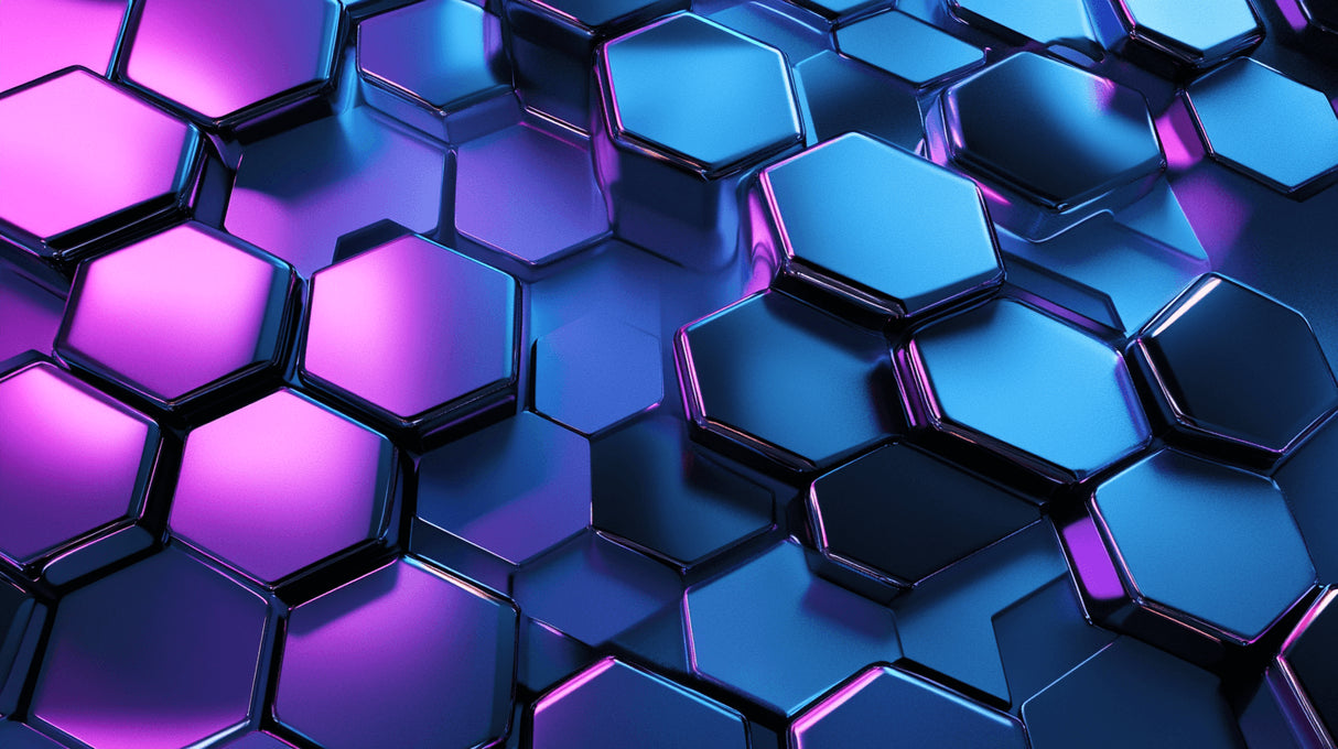 Geometric hexagon design file showing detailed blue and purple 3D pattern