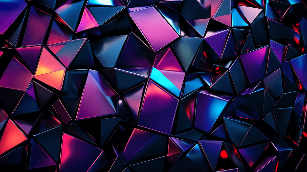 Design file showing detailed 3D geometric pattern with vibrant neon colors