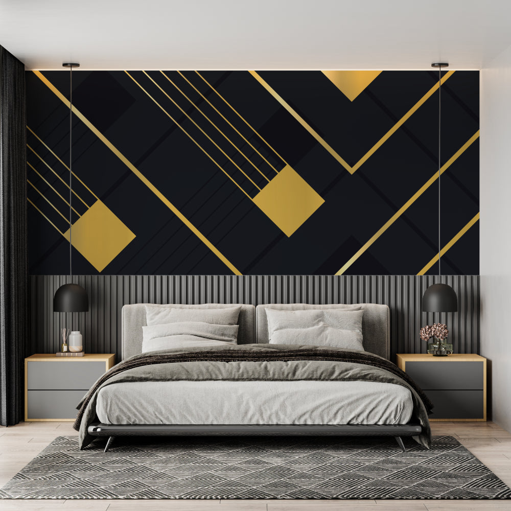 Art deco wall mural bringing luxury to hotel lobby entrance
