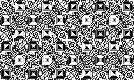 Geometric Art Deco wallpaper design file showing intricate black and white pattern