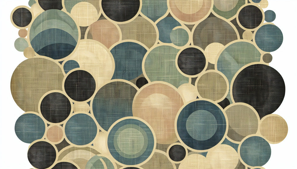 Art Deco circles wallpaper design file showing detailed blue and beige pattern