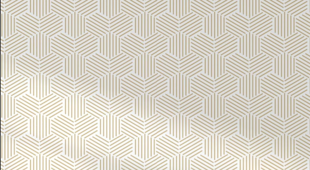 Design file of art deco geometric pattern showing intricate gold lines and cubic shapes