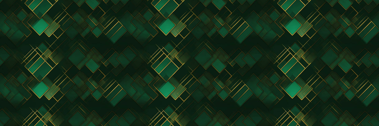 Green and gold geometric wallpaper design file showing intricate art deco pattern details