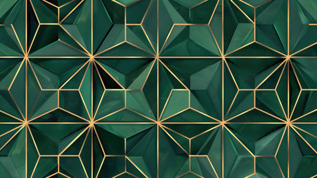 Geometric Art Deco pattern design file showing intricate green and gold details