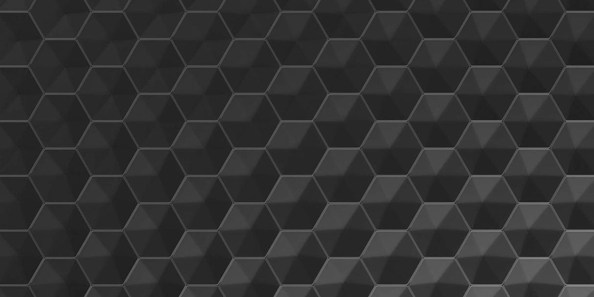 Design file of black 3D hexagon pattern showing precise geometric shapes and shadows