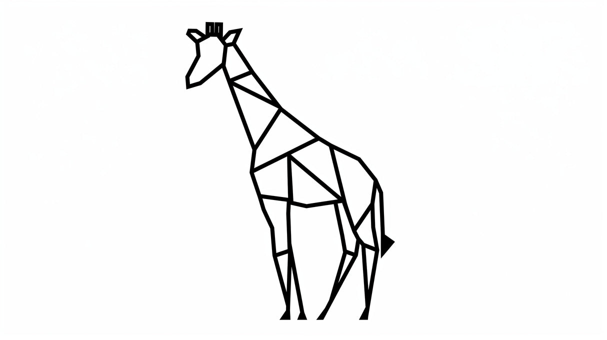 Black and white geometric giraffe design file showing precise line art pattern details