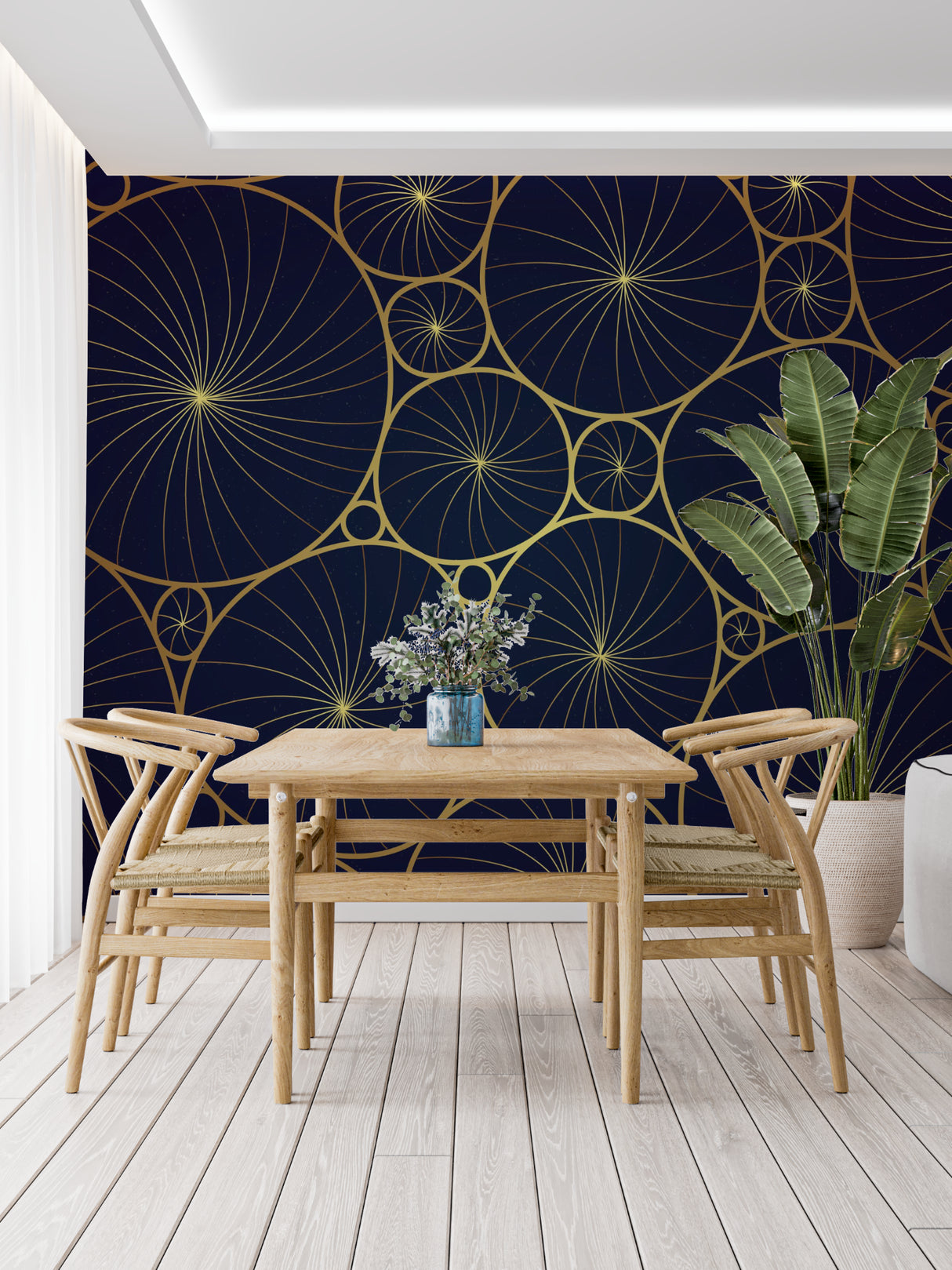 Modern circular pattern creating visual interest in an entrance hallway