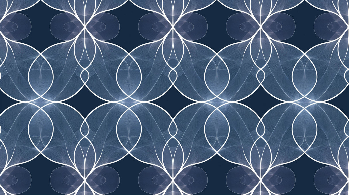 Geometric art deco wallpaper design file showing intricate blue and silver pattern detail