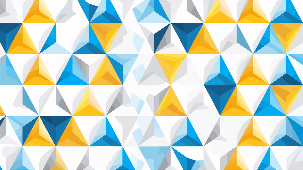 Blue and yellow geometric triangle pattern design file showing crisp 3D details