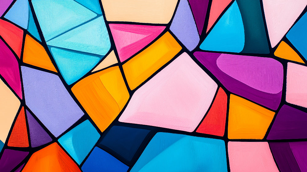 Colorful geometric stained glass design file showing intricate pattern and vibrant color palette