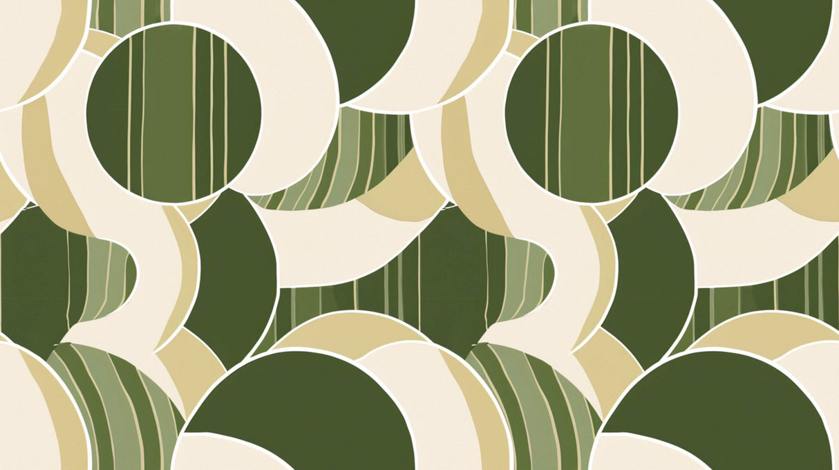 Design file showing retro green geometric circle pattern with overlapping shapes