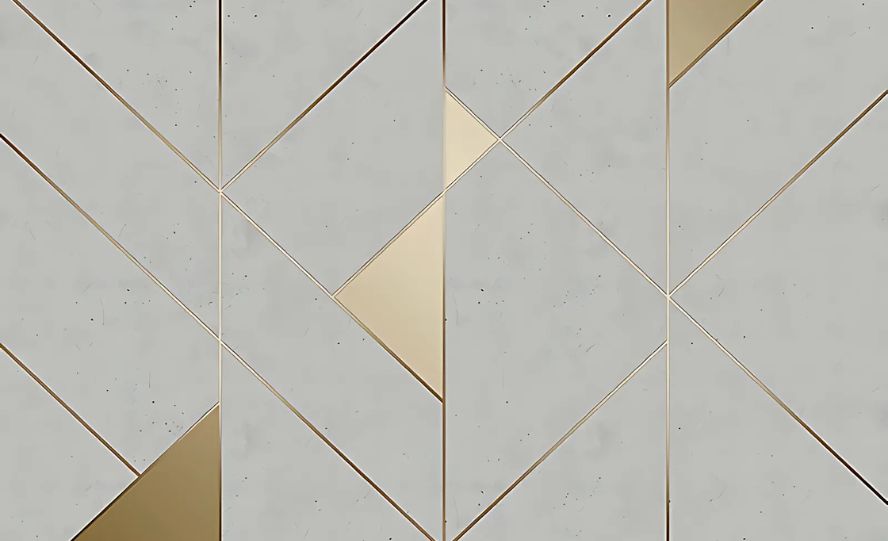 Design file of geometric art deco pattern showing detailed grey and gold lines