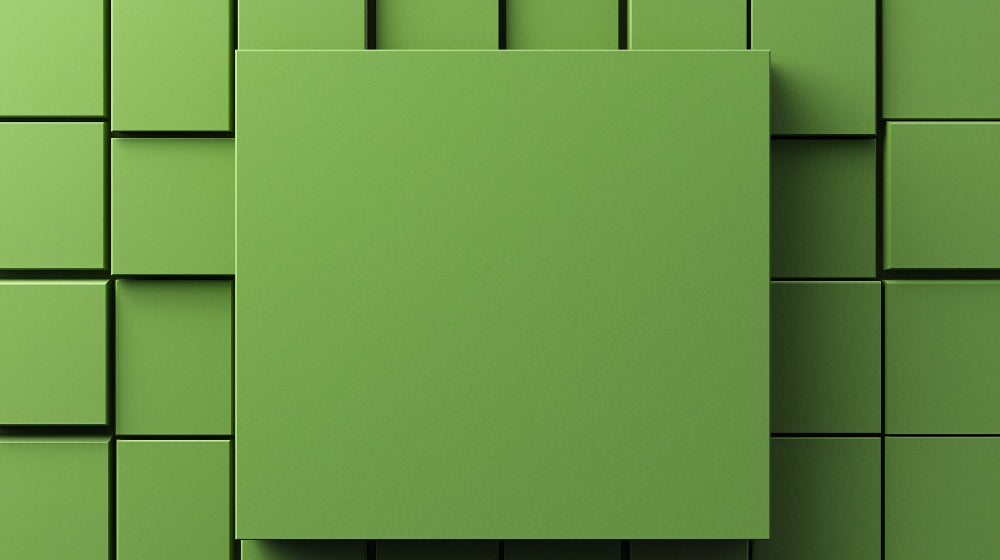 Green geometric block pattern design file showing precise 3D effect and detailed texture