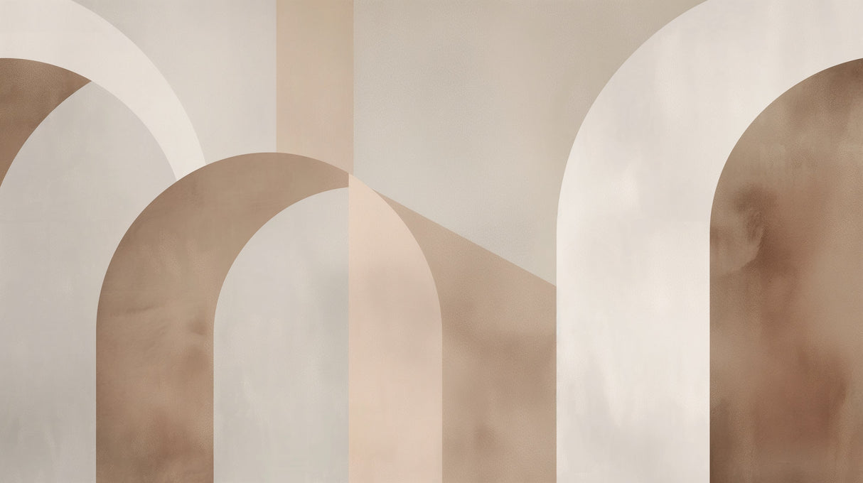 Geometric arch wallpaper design file showing modern beige pattern with curved forms