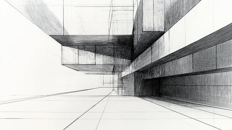 Geometric line art wallpaper design file showing precise architectural pattern in black and white