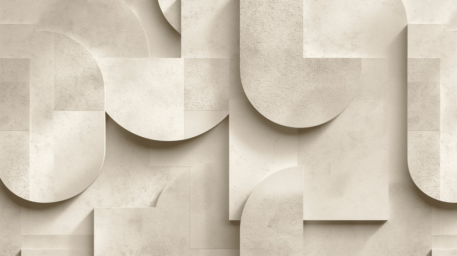 Beige circular wallpaper creating depth in a minimal dining room space