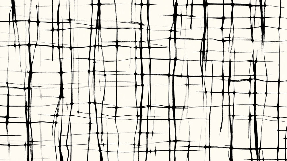 Black and white geometric pattern design file showing detailed grid lines and artistic brushstrokes