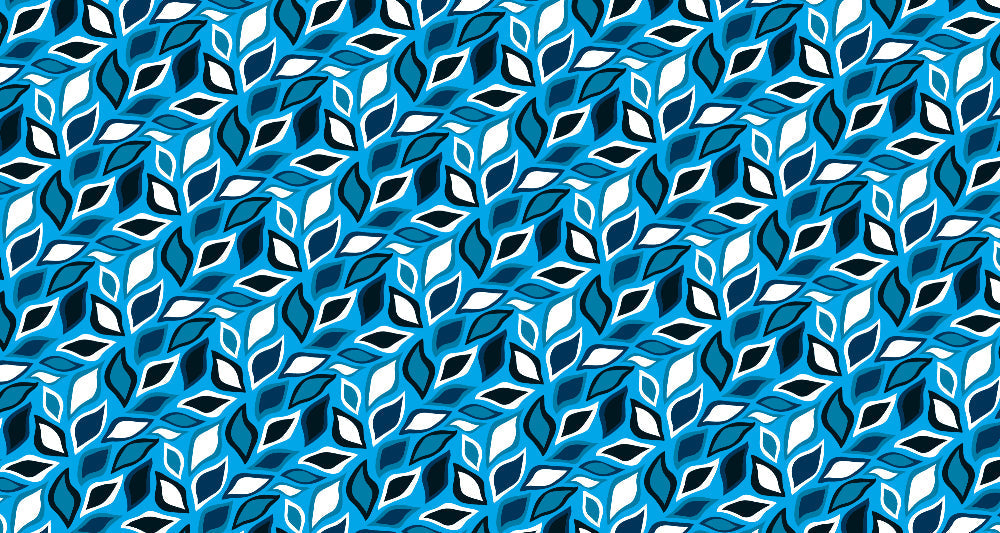 Geometric blue leaf pattern design file showing crisp lines and modern styling