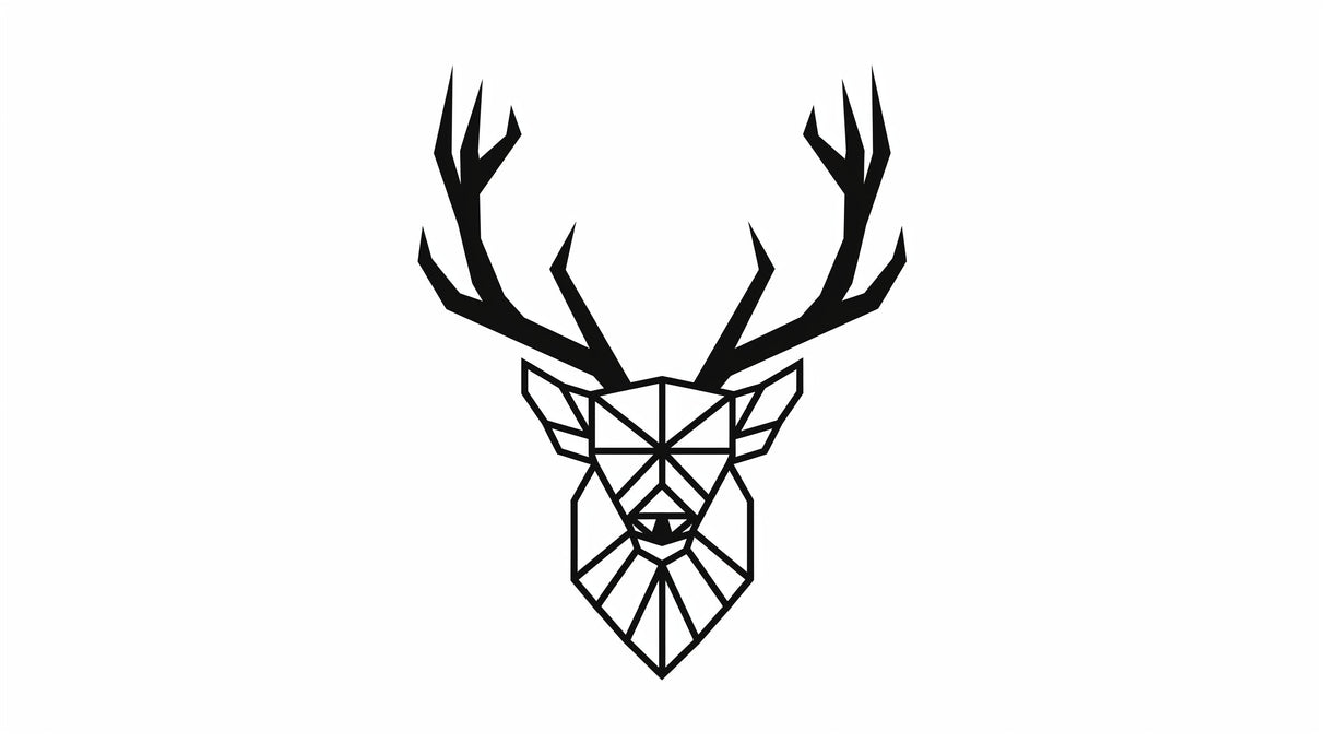 Geometric deer line art wallpaper design file showing precise black and white pattern