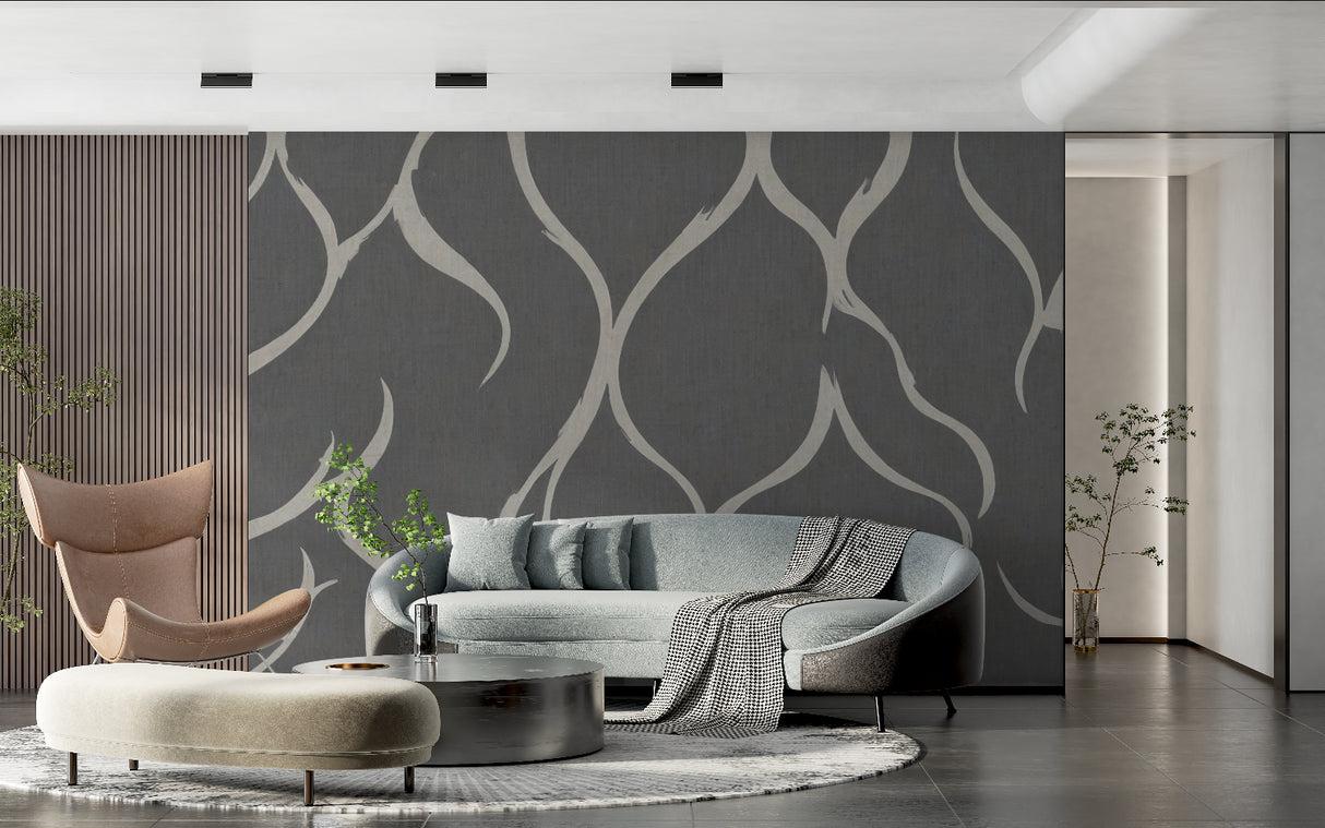 Abstract wave pattern bringing movement to a hallway space