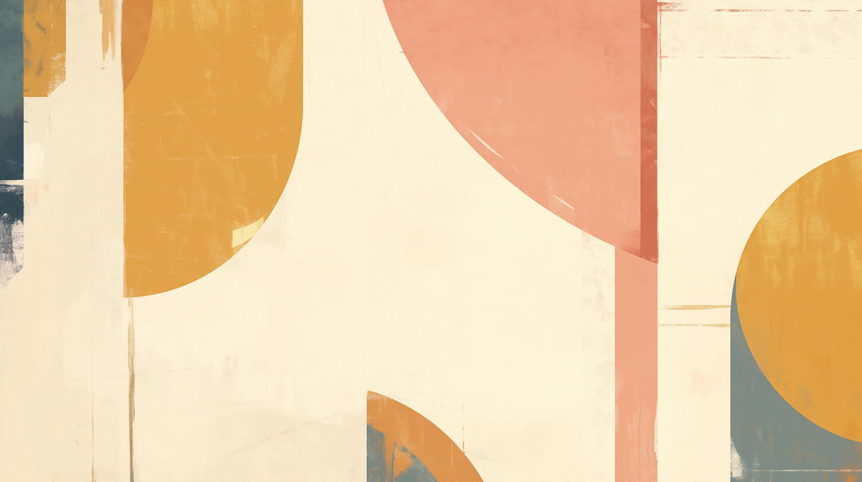 Abstract geometric pattern design file showing half-circles in mustard and terracotta pink