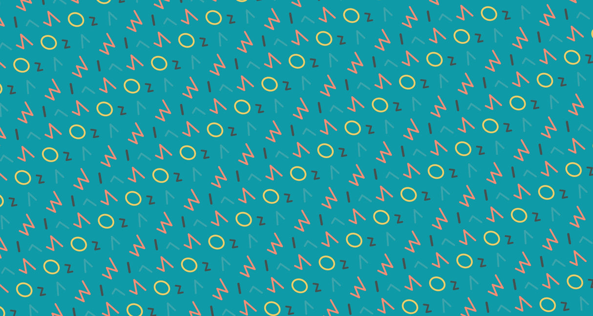 Geometric pattern wallpaper design file showing modern coral and yellow shapes on turquoise background