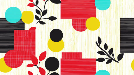 Geometric pattern design file showing red and yellow abstract shapes on cream background