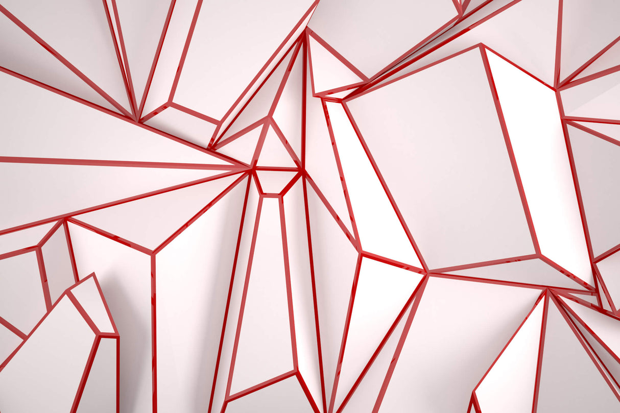 Geometric red lines on white wallpaper design file showing precise pattern detail