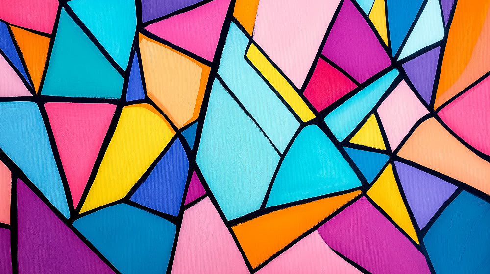 Geometric stained glass wallpaper design file showing vibrant color segments and precise angular patterns