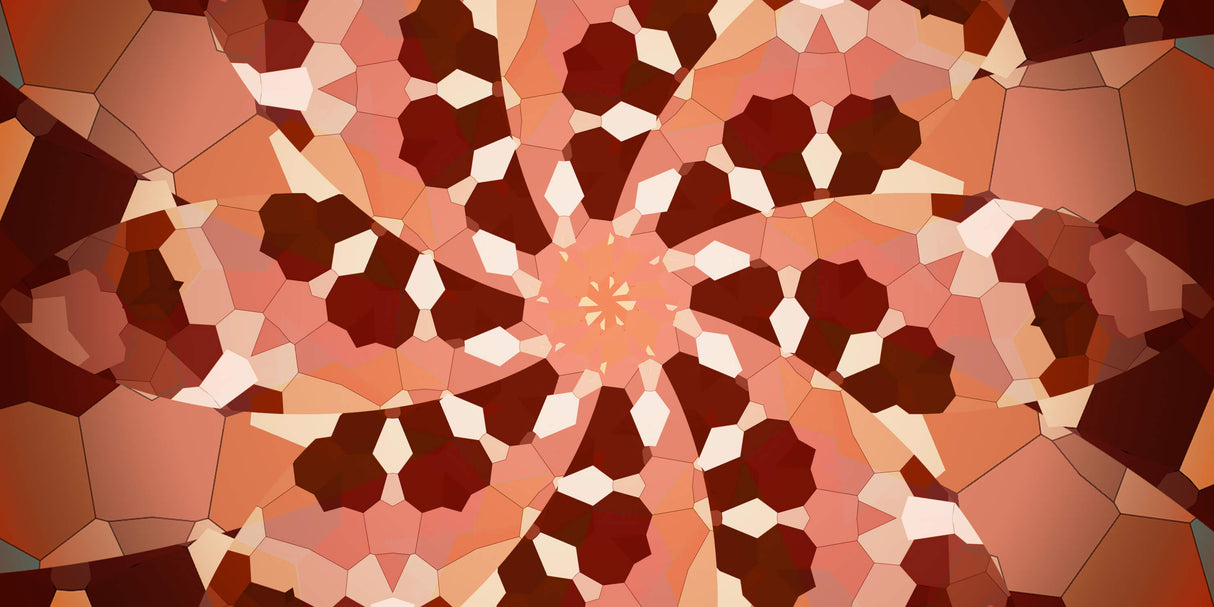 Design file showing detailed geometric pattern with warm terracotta tones and honeycomb shapes