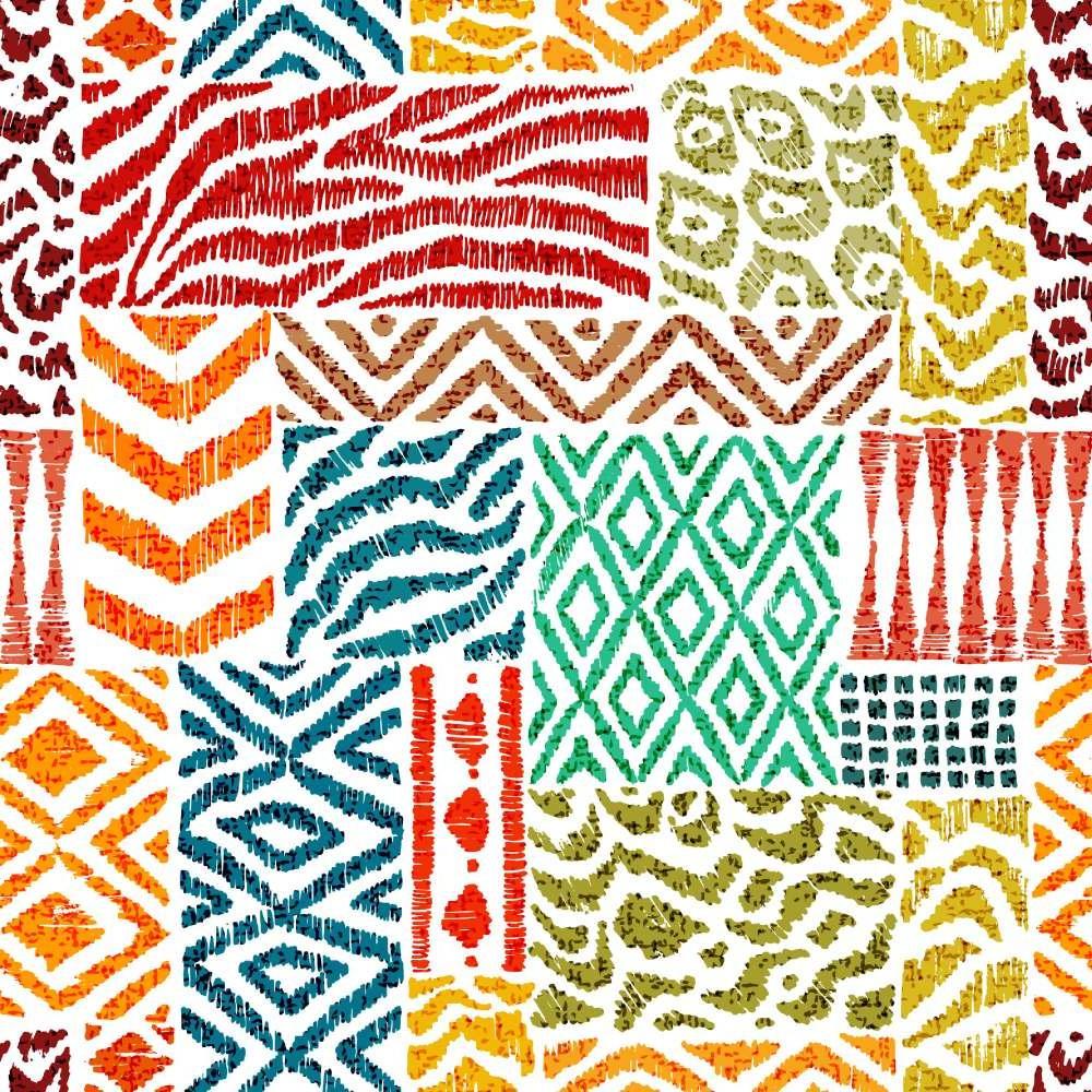 Modern tribal geometric pattern design file showing vibrant colors and bold shapes