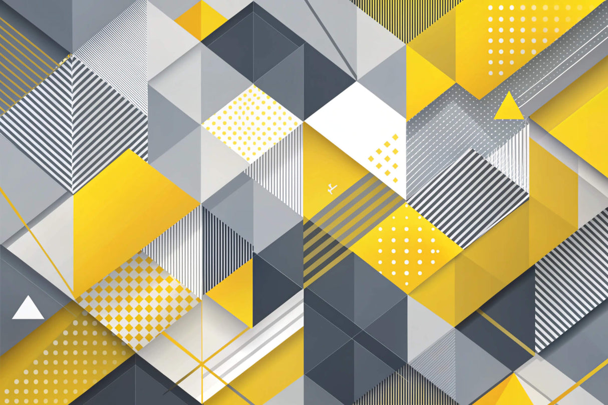 Geometric Wallpaper design file showing detailed yellow and grey pattern layout