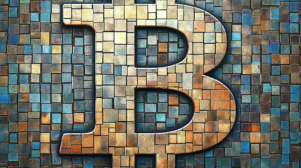 Blue and gold geometric mosaic wallpaper design file showing intricate tile pattern and texture details