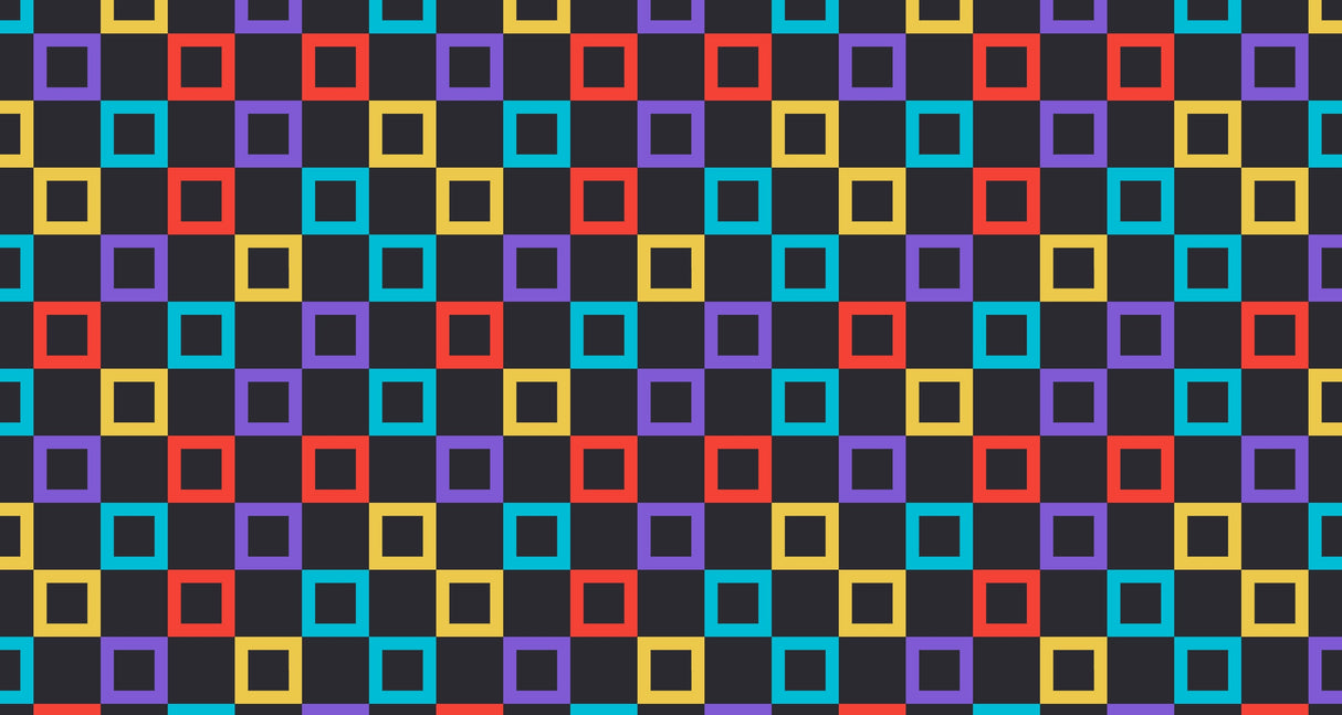 Multicolor geometric square pattern design file showing detailed arrangement on black background