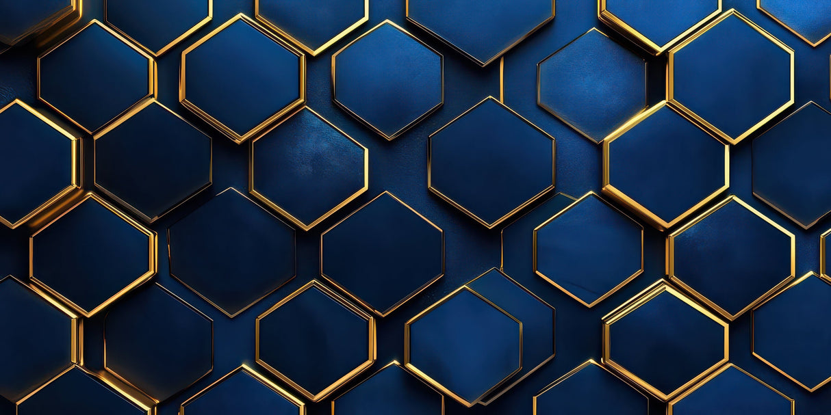 Navy blue and gold hexagon design file showing intricate pattern details
